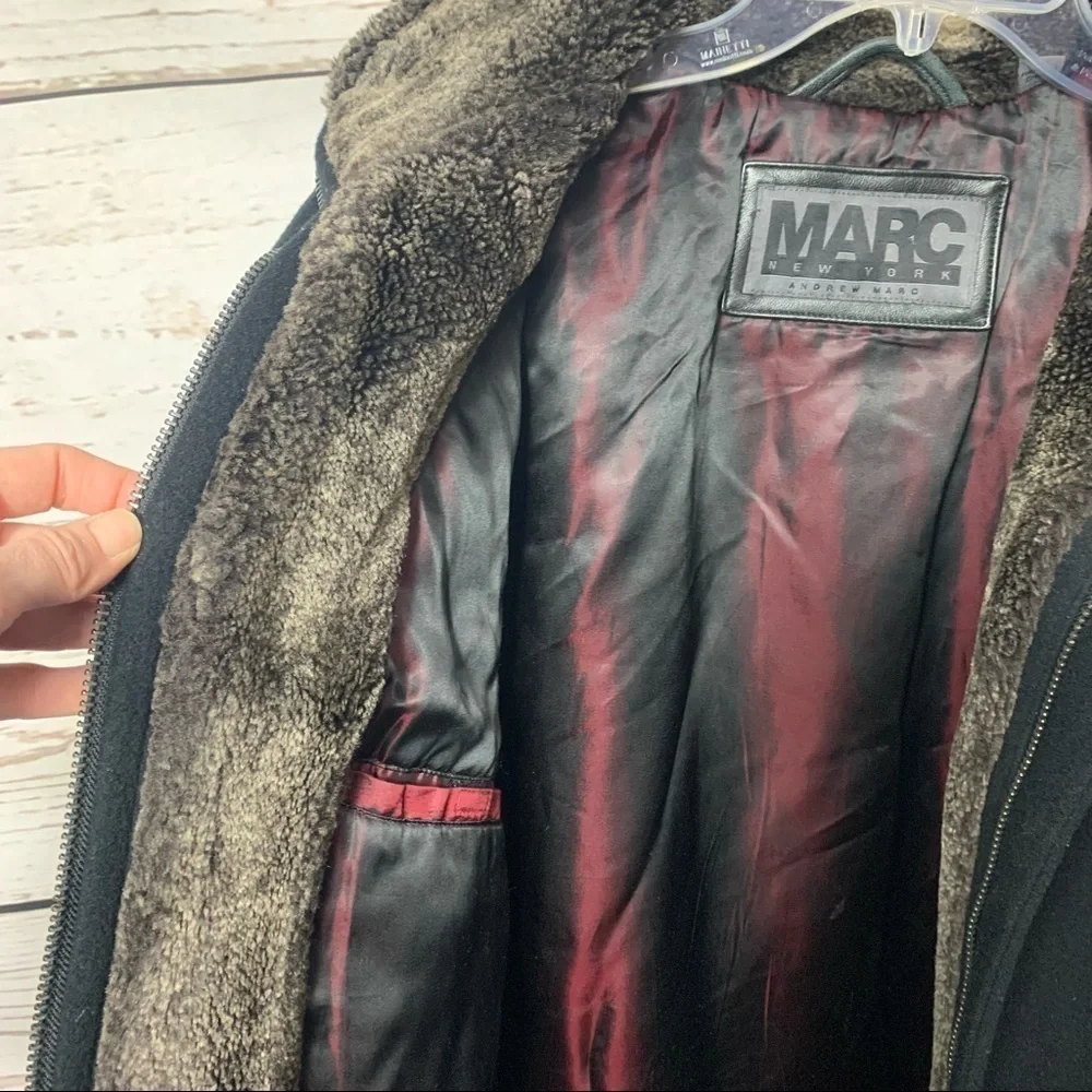 Marc New York Faux Fur Lined Wool Zippered Jacket